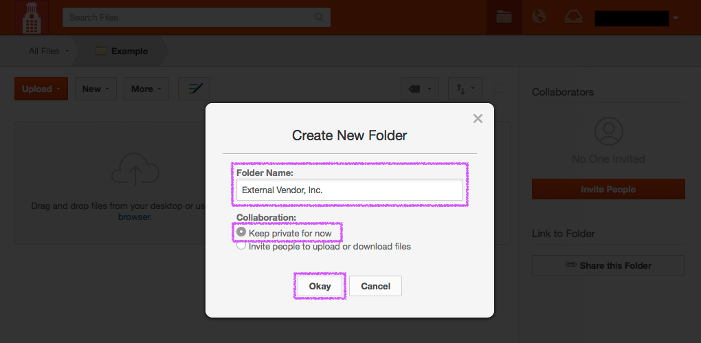 Create a folder in Box - Step 2