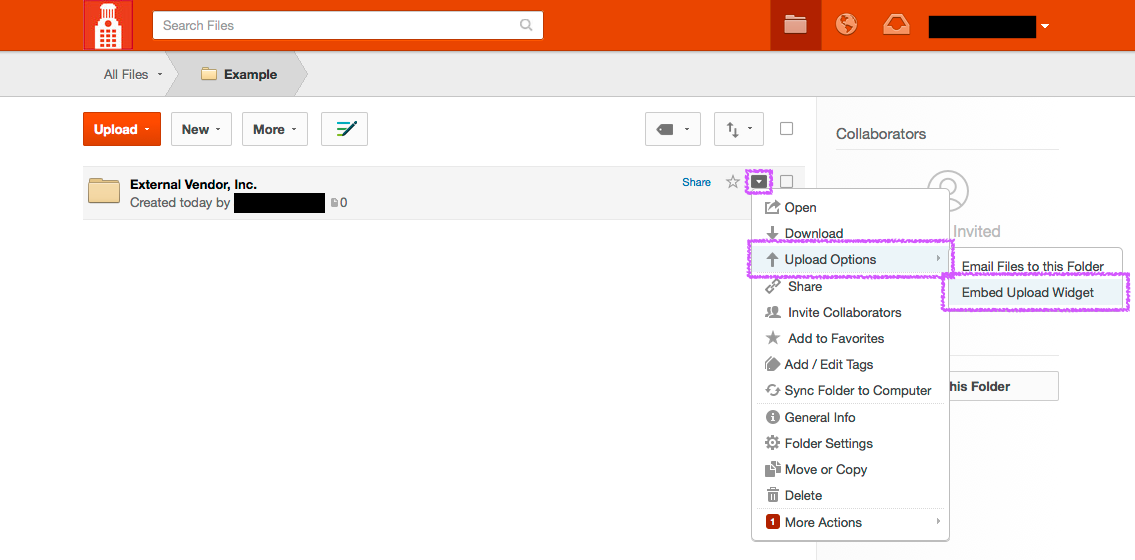 Configure the Box Upload Widget - Step 1